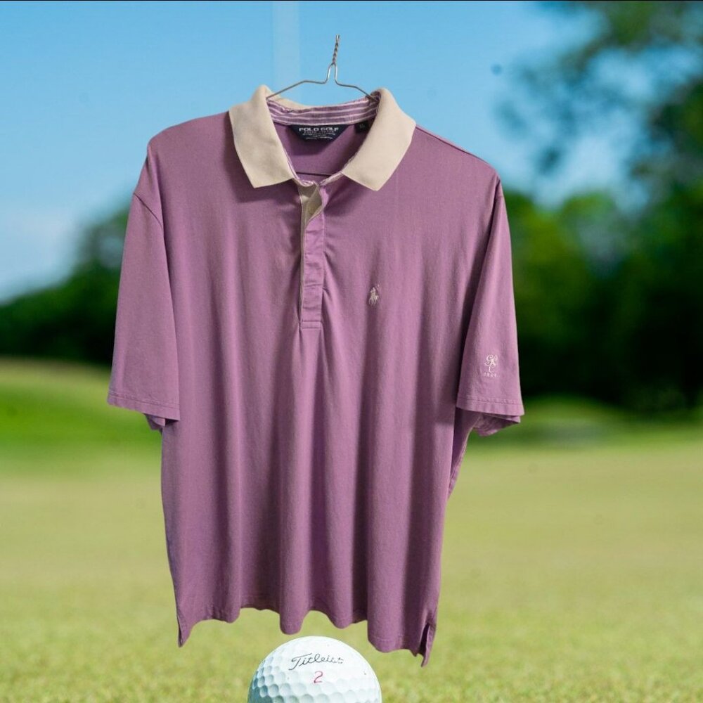 Polo Golf Ralph Lauren Shirt Size XL Purple Lavender White Collar EUC